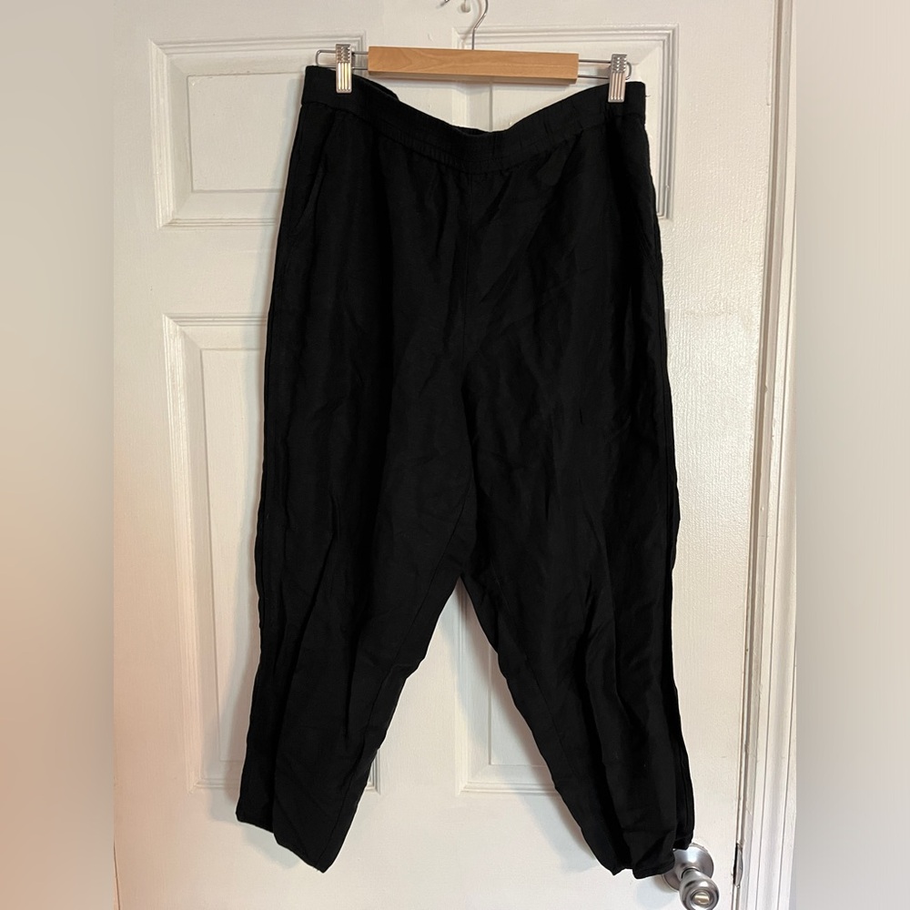 Madewell Size XL black linen blend track pants